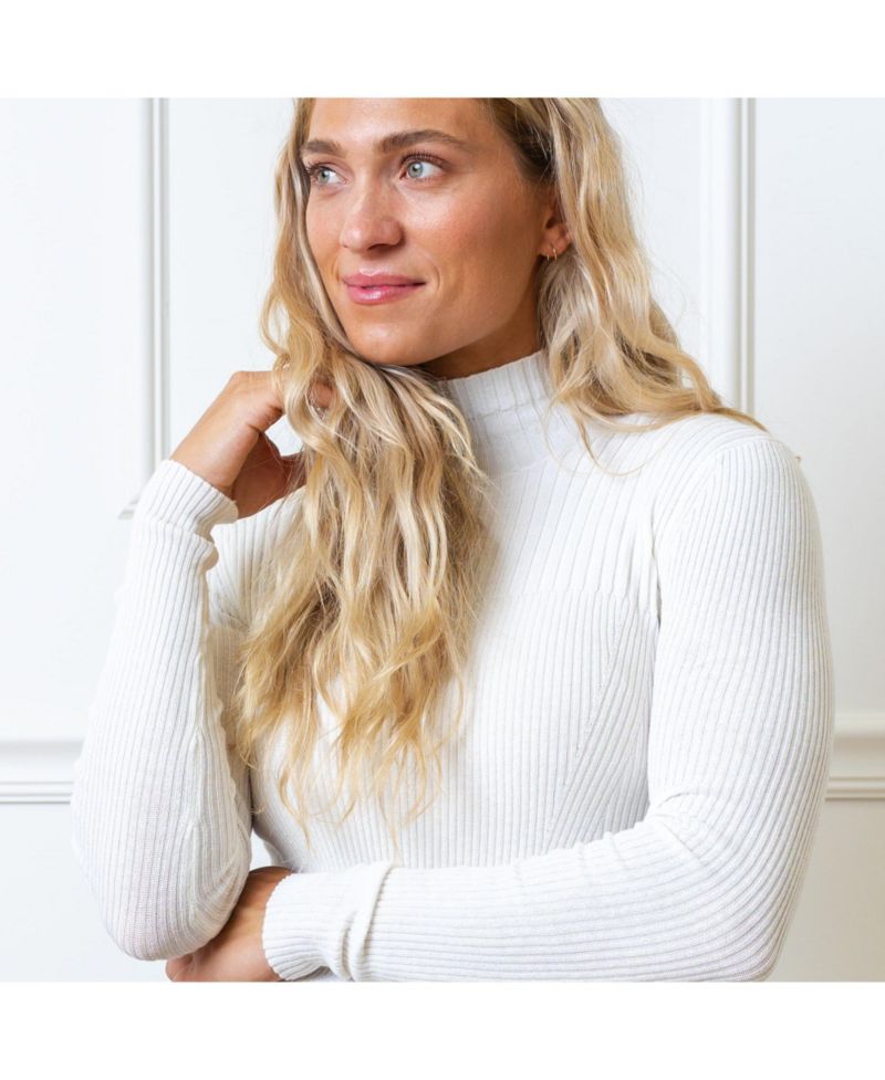 Women's Hope and Henry Long Sleeve Mock Neck Rib Knit Sweater