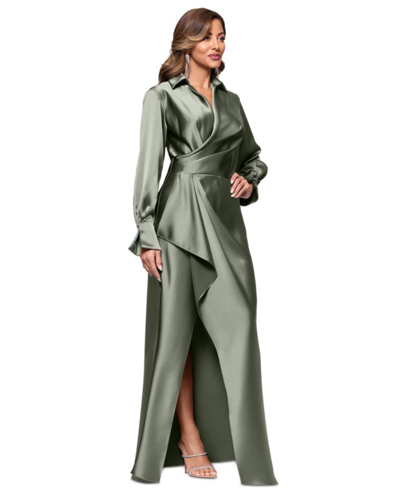 Women's Satin Shirtdress Gown