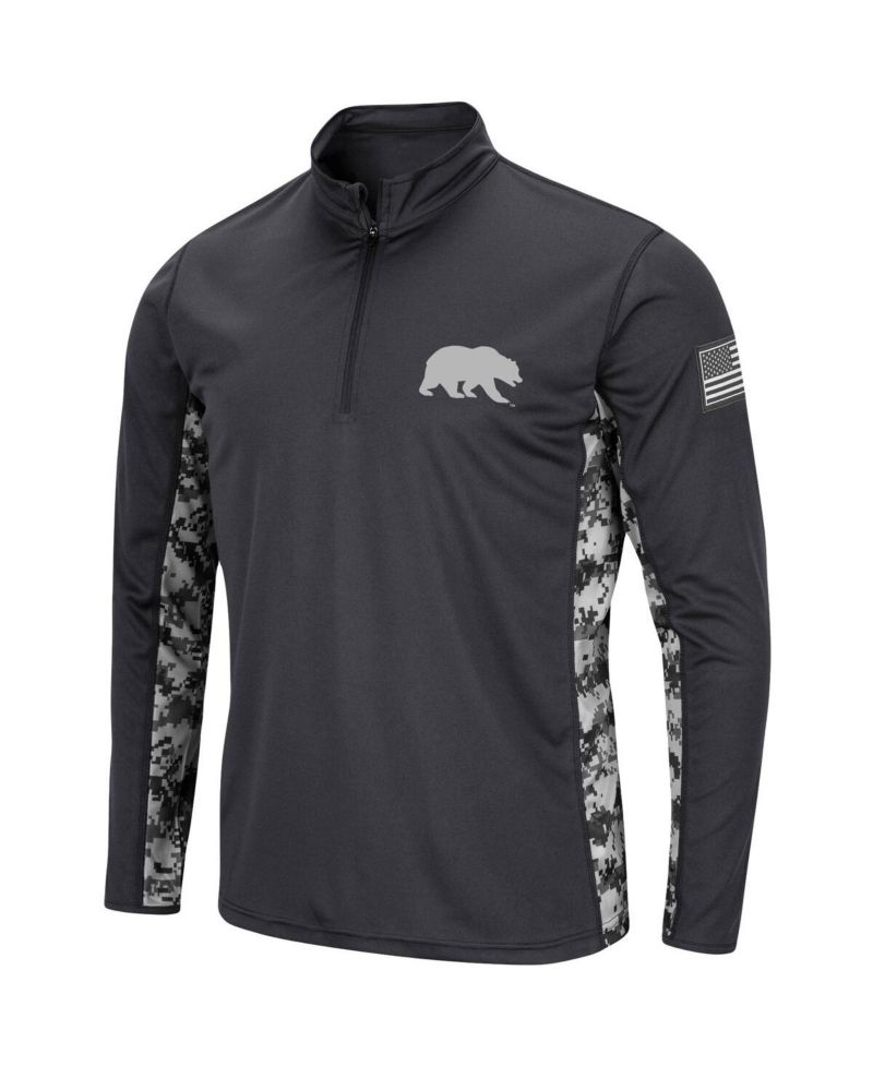 Men's Charcoal Cal Bears OHT Military-Inspired Appreciation Digi Camo Quarter-Zip Jacket