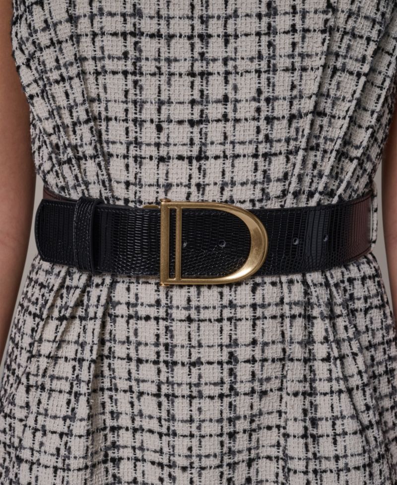 Women's Sleeveless Plaid Tweed Belted A-Line Dress