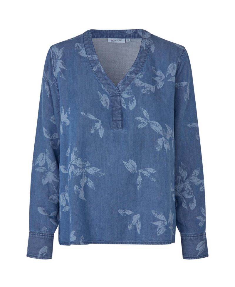Women's MaDariane Floral Long-Sleeve Denim Blouse