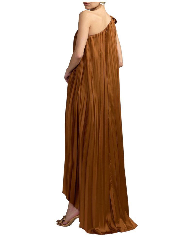Women's One-Shoulder Pleated High-Low Gown