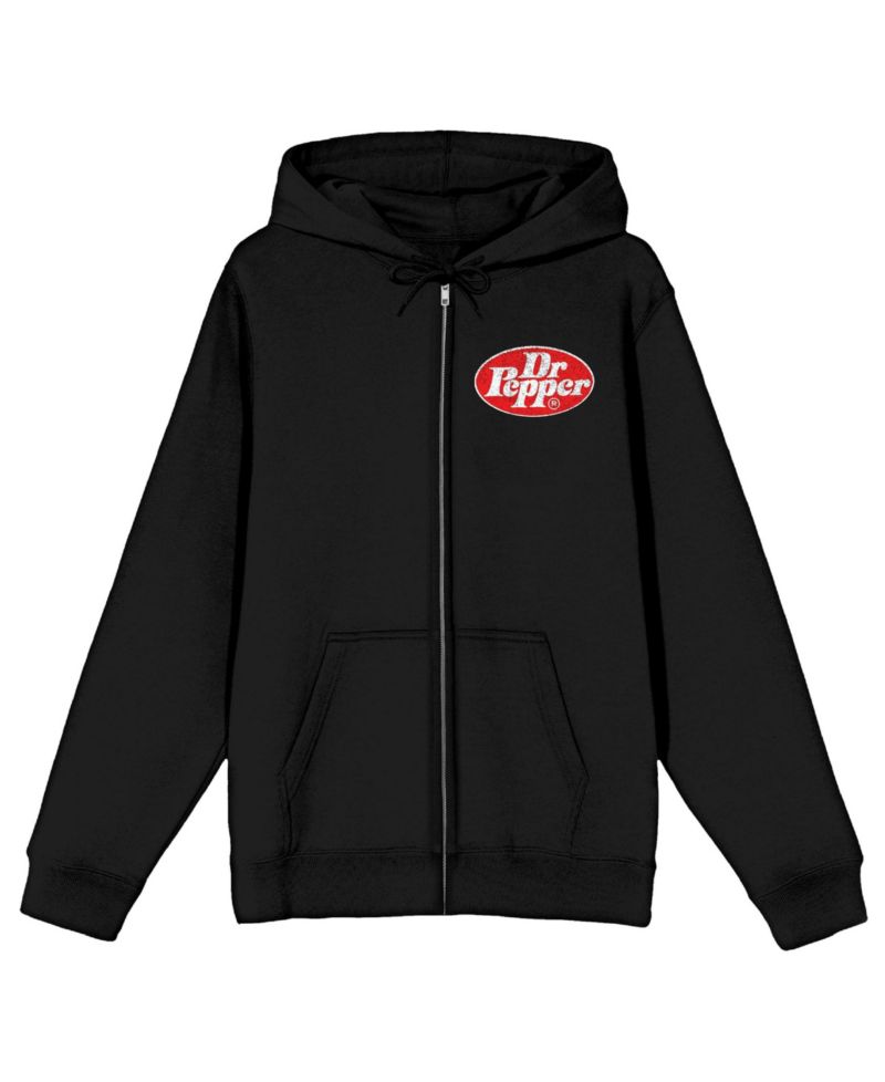 Men's Dr Pepper Kanji Logo Black Zip-Up Hoodie-XL