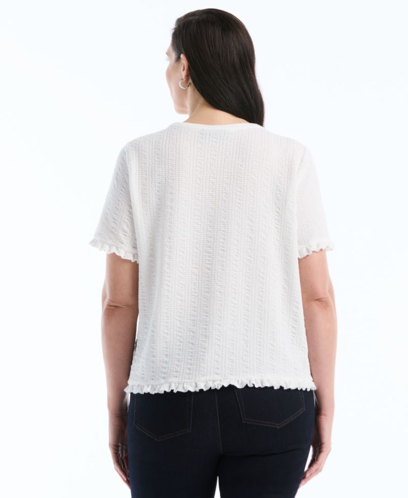 Petite Puckered Ruffle Short-Sleeve Top