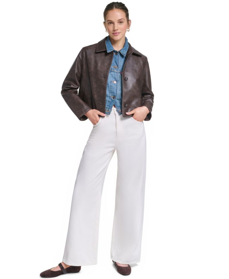 Women's Laydown Collar Cropped Snap Jacket
