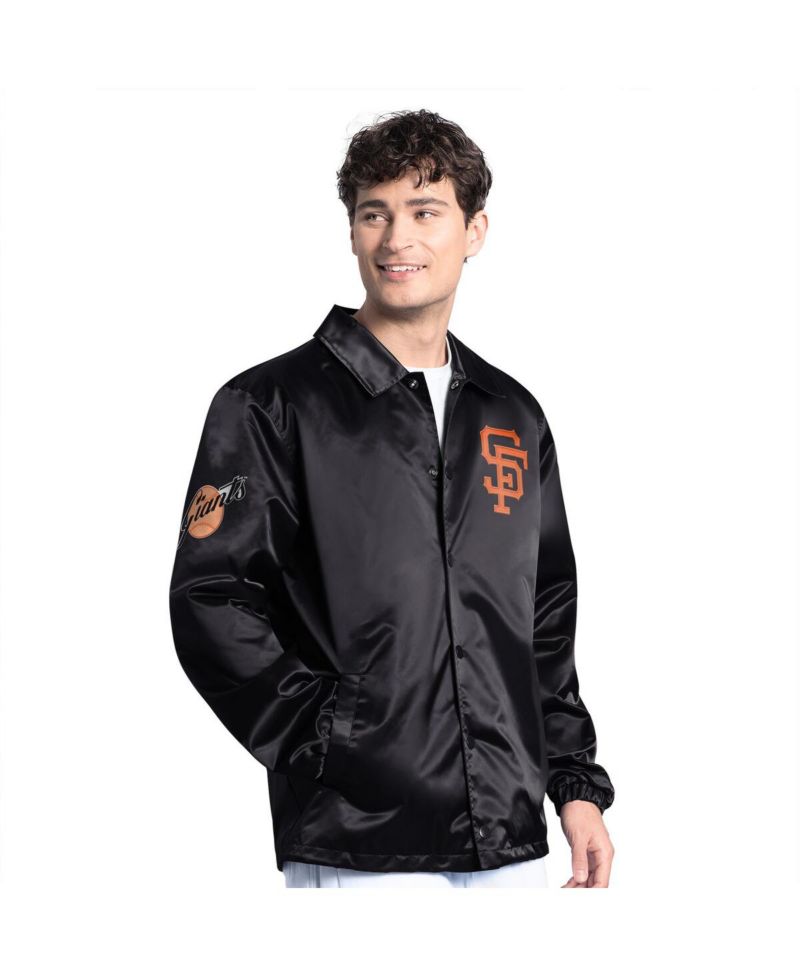 Men's Black San Francisco Giants Cooperstown Collection Point Man Full-Snap Coaches Jacket