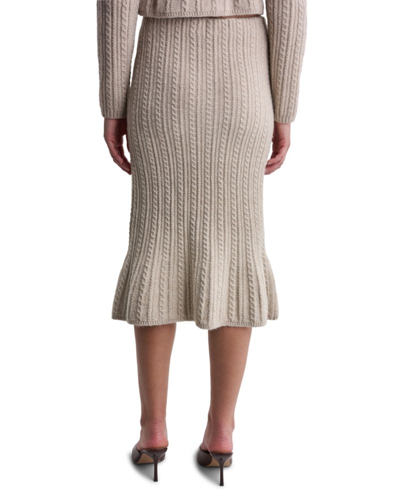 Women's High-Waisted Cable-Knit Midi Skirt