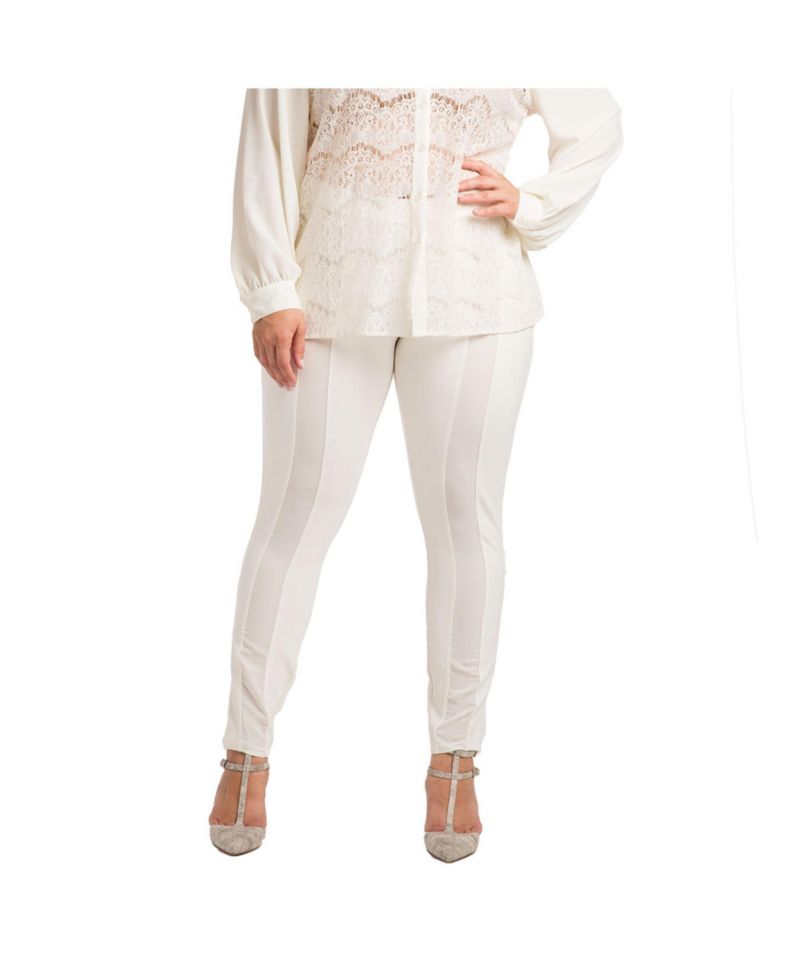 Plus Size Stretch Sheer Panel Ponte Legging