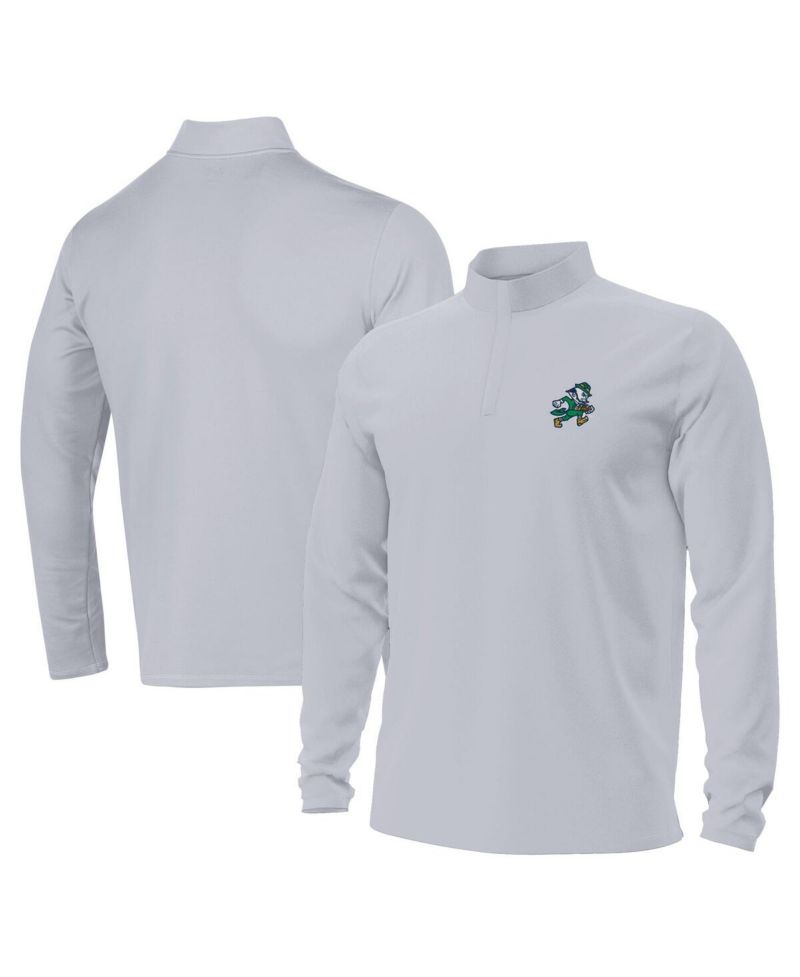 Men's Gray Notre Dame Fighting Irish Sporting Leprechaun Motion Quarter-Zip Jacket