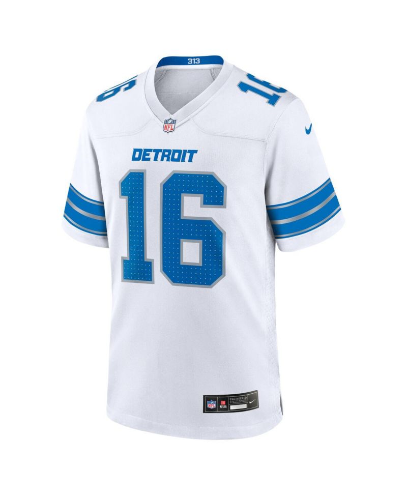 Men's Jared Goff White Detroit Lions Game Jersey