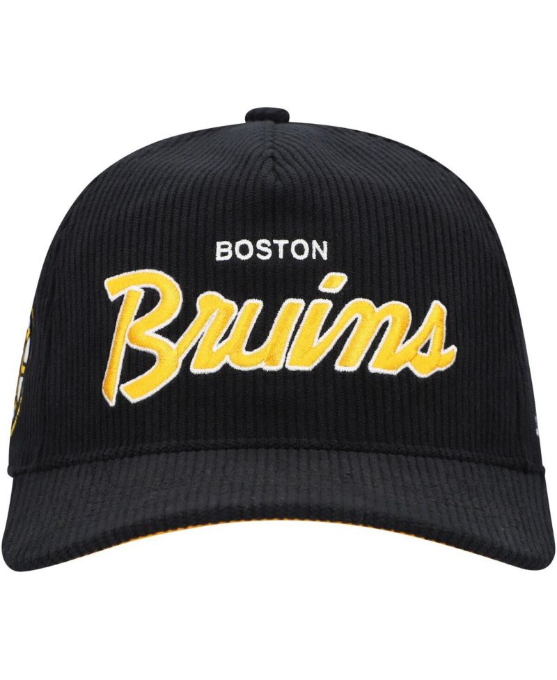Men's Black Boston Bruins Crosstown Corduroy Hitch Adjustable Hat