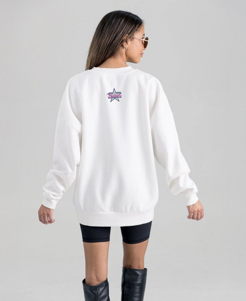 Women's Dallas Cowboys Cheer Collection Boots Oversized Long-Sleeve Fleece Crewneck Sweatshirt