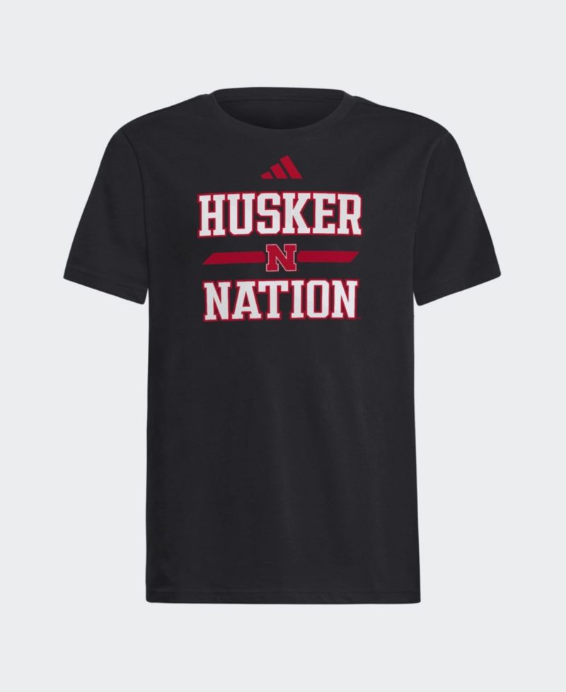 Big Boys and Girls Black Nebraska Huskers Our Red Burns Brighter T-Shirt