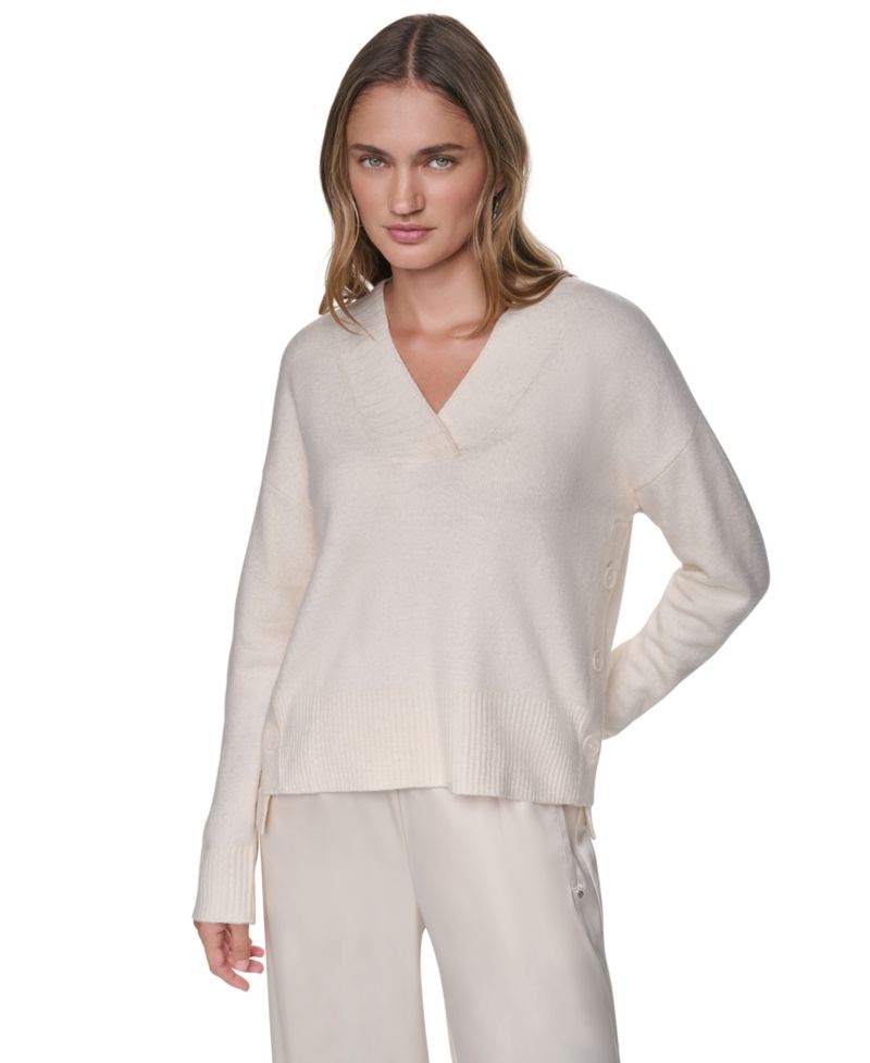 Women's Oversized V-Neck Long-Sleeve Sweater