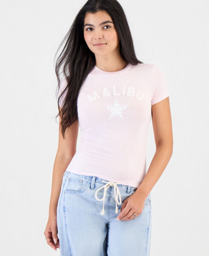 Juniors' Embellished Crewneck T-Shirt
