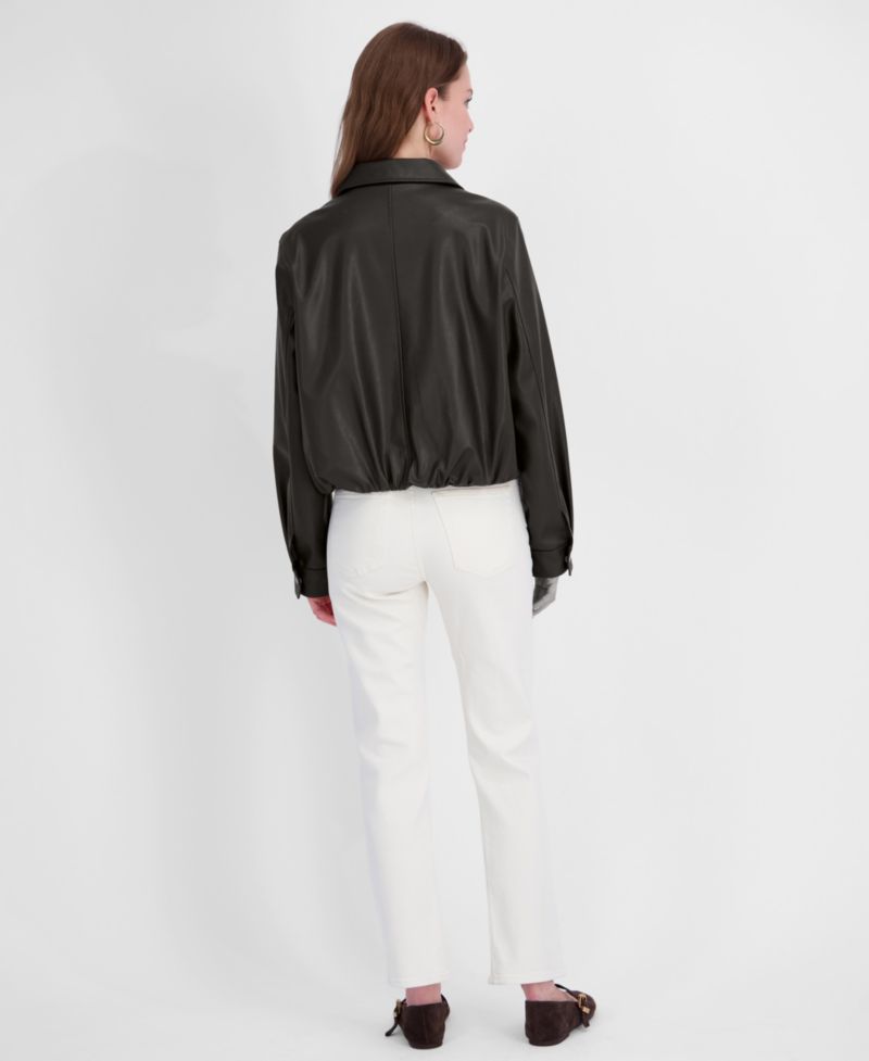 Women's Faux Leather Zip-Up Coat