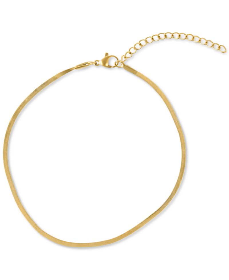 Gold Tarnish Resistant Adjustable 9-11" Herringbone, Valentina and Mariner Chain Anklet Set