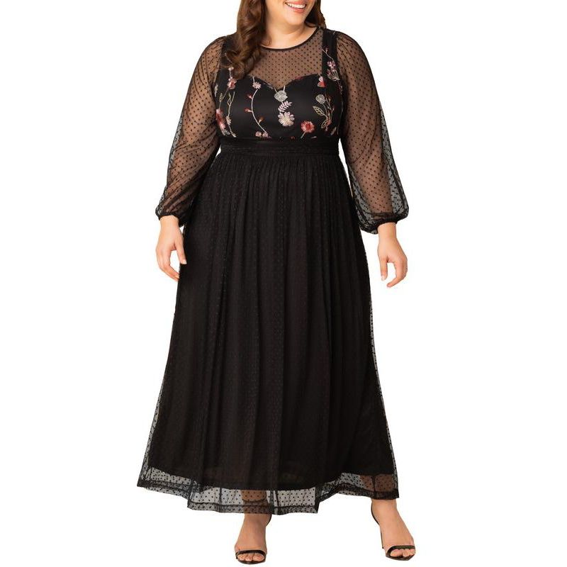 Plus Size Mystique Mixed Media Evening Gown