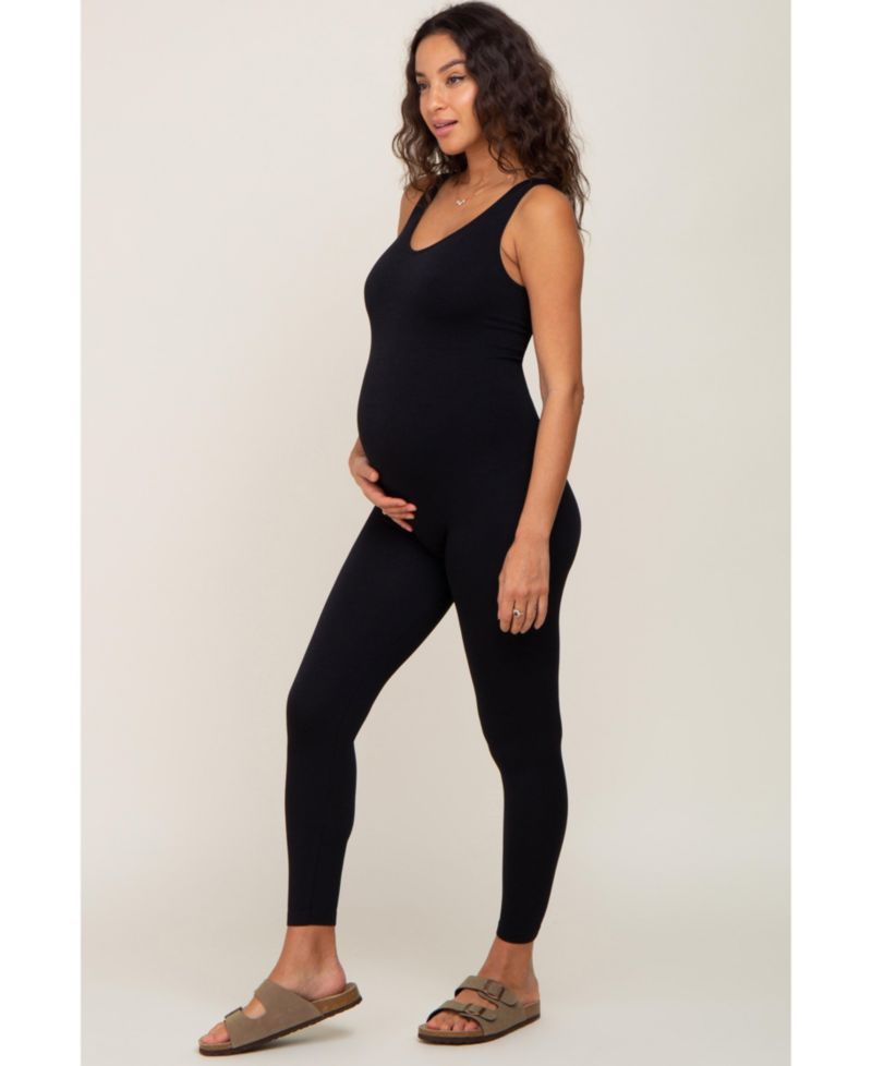Women's V-Neck Seamless Ribbed Fitted Jumpsuit