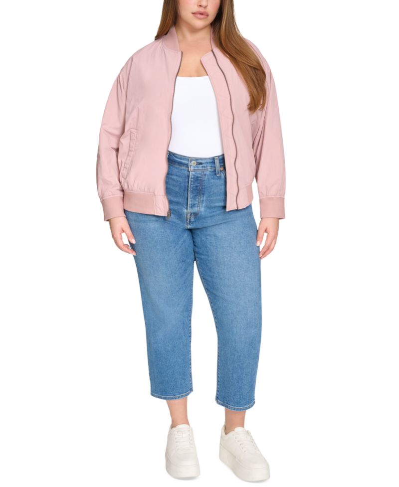 Trendy Plus Size Lightweight Zip-Front Bomber Jacket