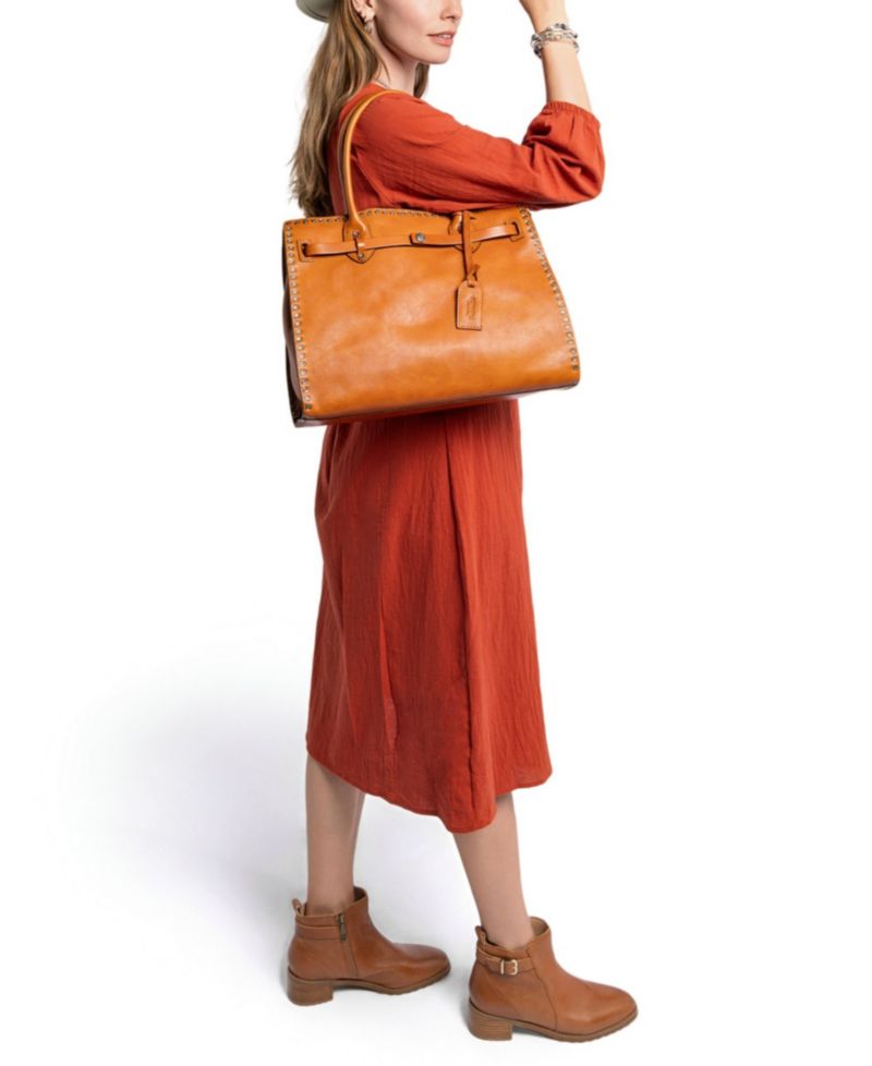 Westland Large Studded Leather Satchel Bag