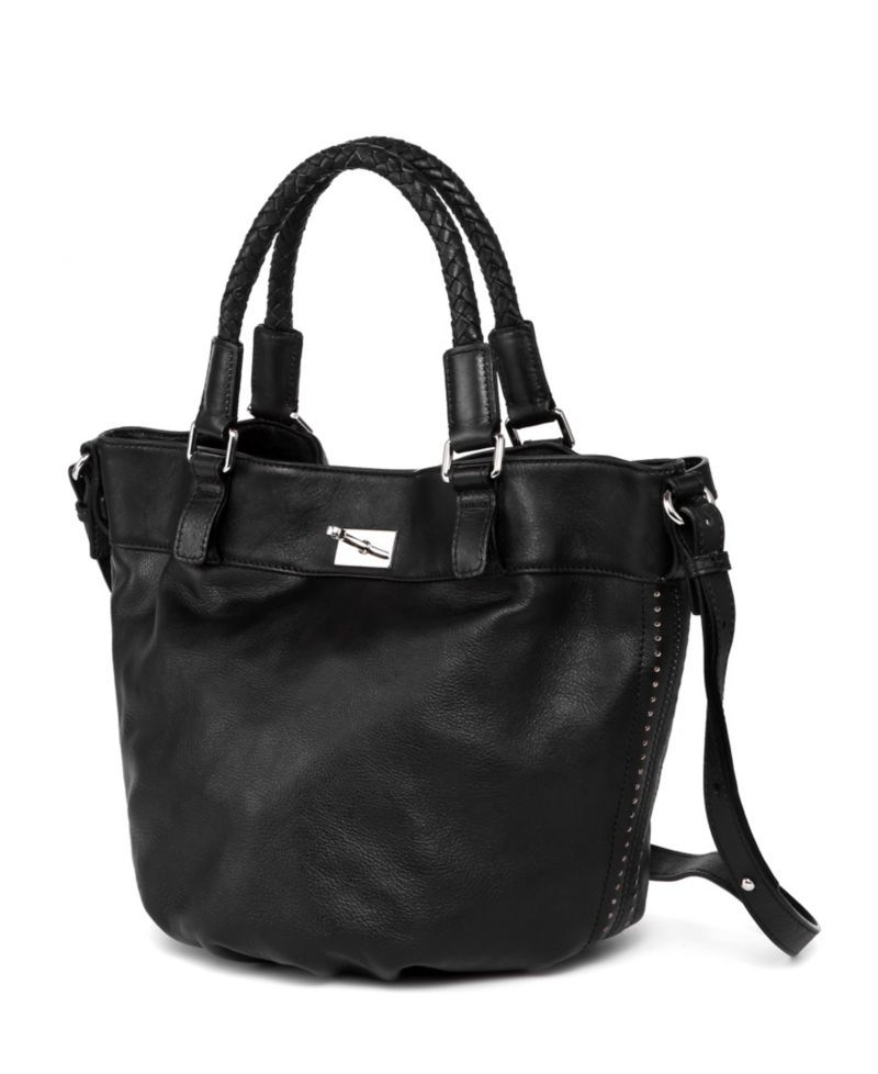 Pumpkin Small Leather Crossbody Bucket Bag