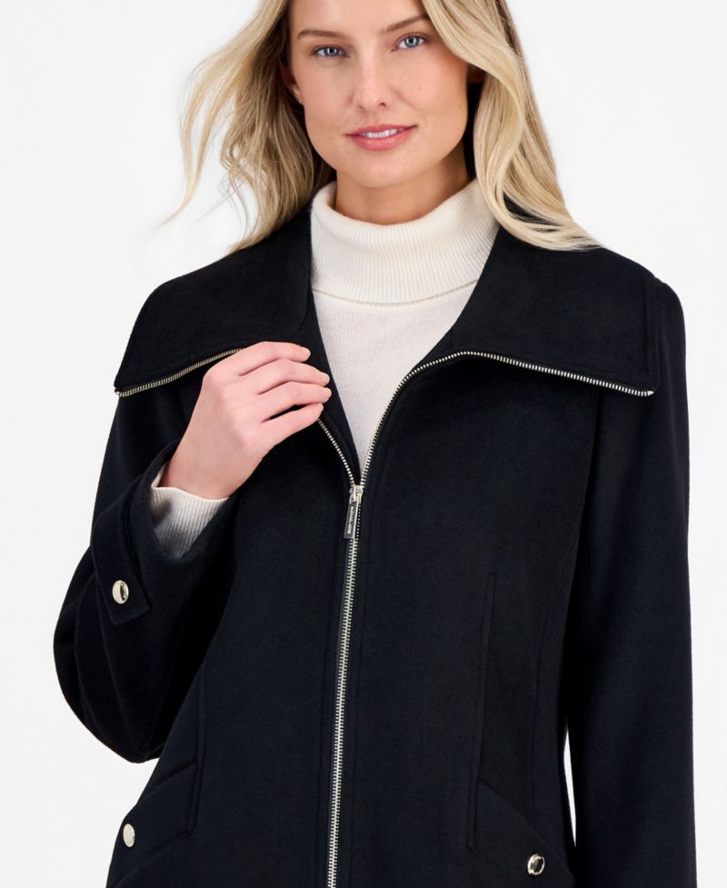 Michael Kors Petite Wool-Blend Zip-Front Coat