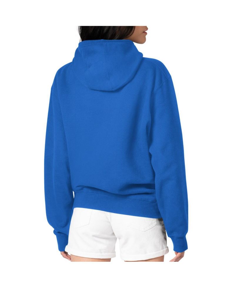Women's Blue New York Knicks Flowers Team Logo Graphic Fleece Pullover Hoodie