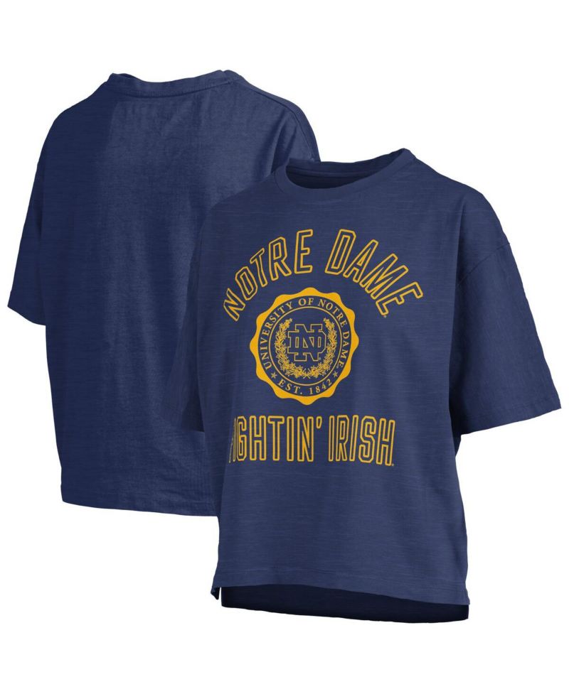 Women's Navy Notre Dame Fighting Irish Motley Crew Bishop Waist Length Oversized T-Shirt