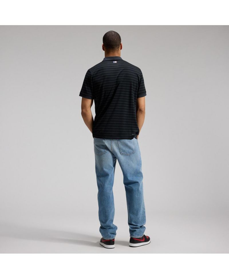 Men's Black Los Angeles Dodgers Authentic Collection Striped Victory Dri-FIT Polo Shirt