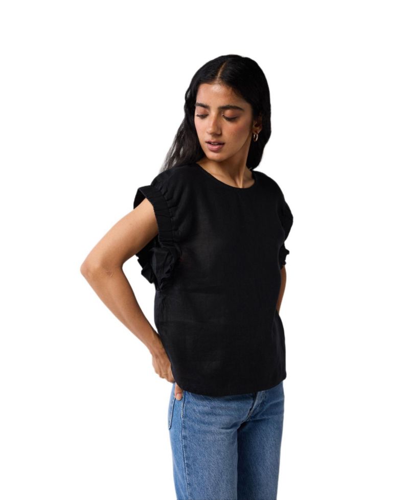 Women's Hemp Top with Gathered Sleeve