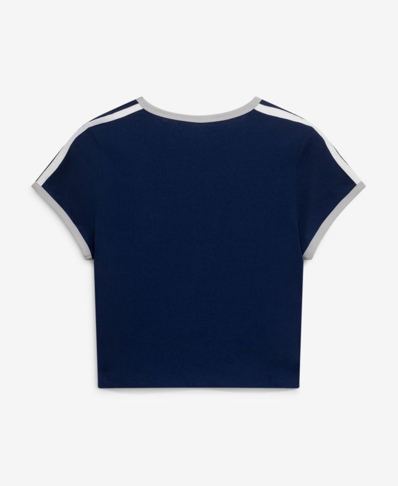 Women's Navy Dallas Cowboys Cropped Ringer Baby T-Shirt