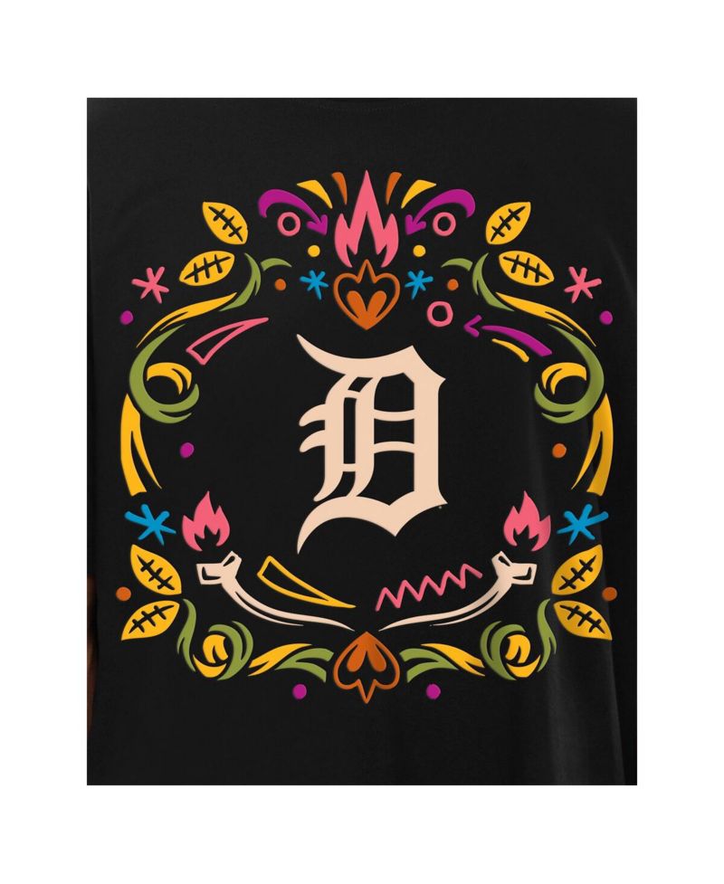 Men's Black Detroit Tigers Día De Los Muertos T-Shirt