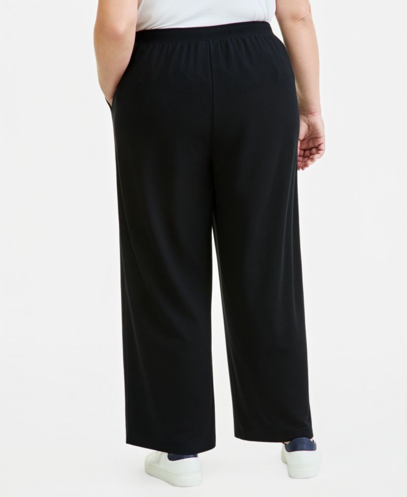 Plus Size LuxLounge French Terry Wide-Leg Drawstring Pants