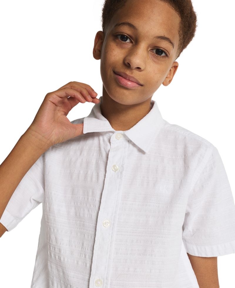 Boys' 8-20 Texture Stripe Woven Short-Sleeve Shirt