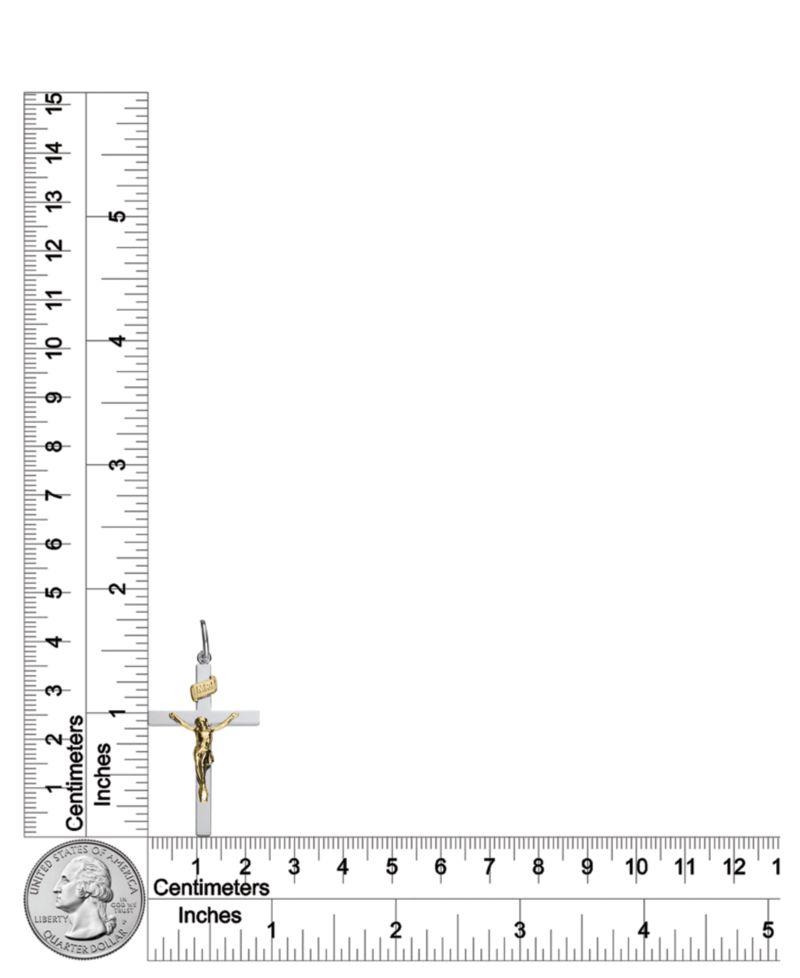 Men's Two-Tone Crucifix Pendant Necklace in Sterling Silver