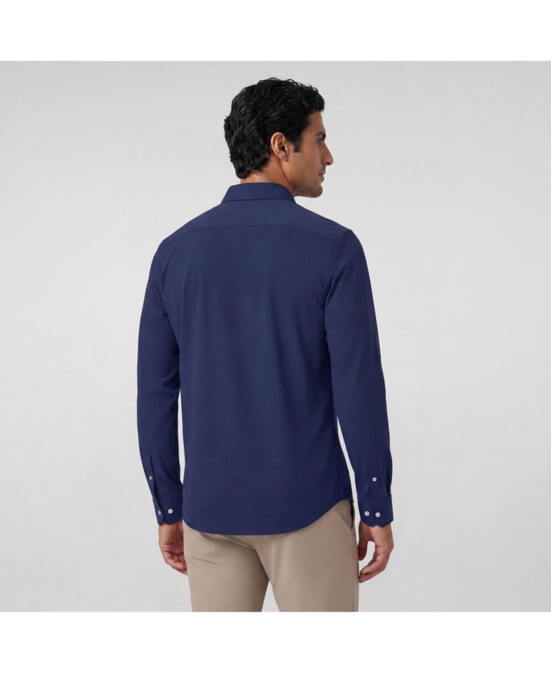 Men's Everywear Dobby-Weave Classic-Fit Shorter-Length Dress Shirt