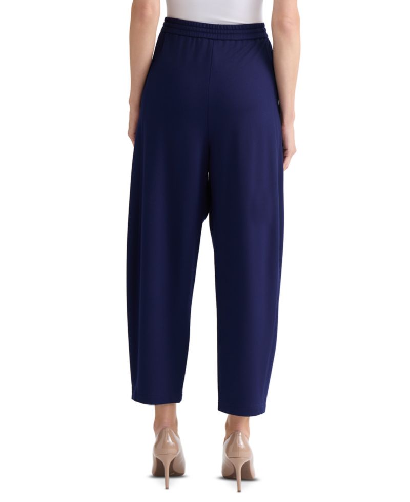 Petite Pull-On Barrel-Leg Mid-Rise Pants