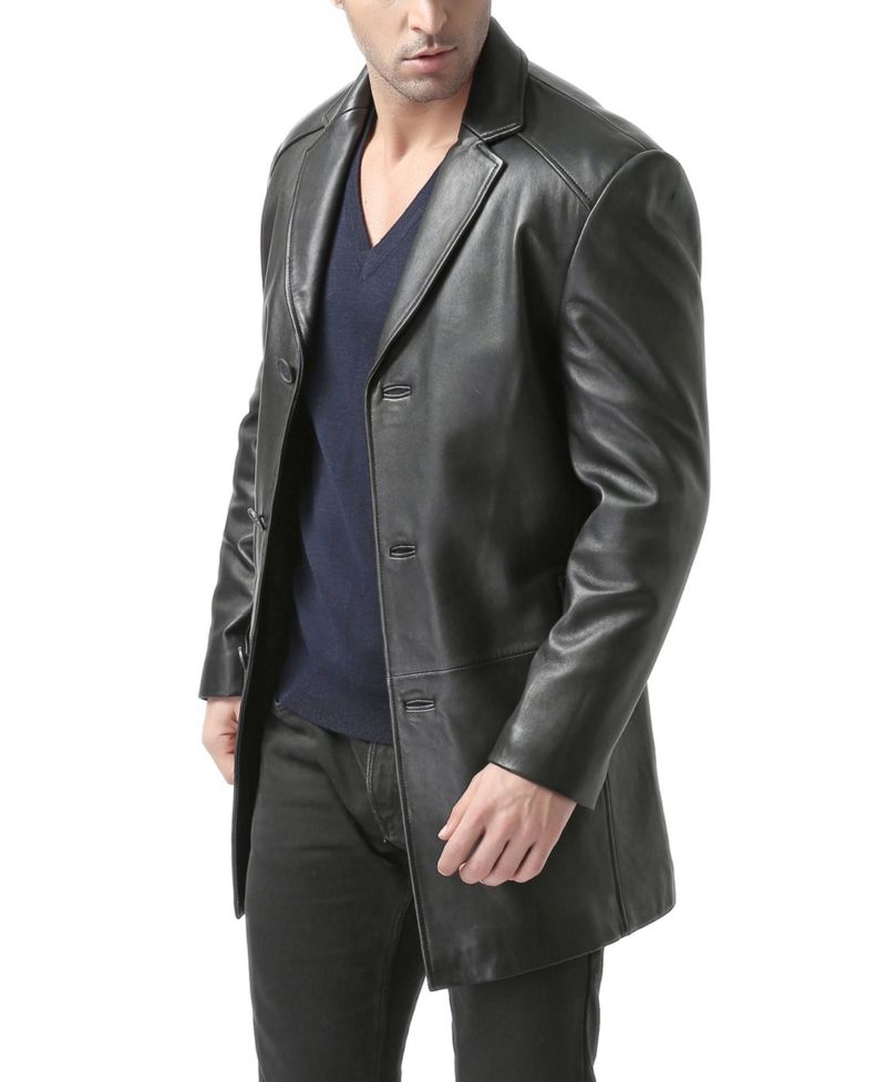 Men Carter Three-Button Leather Car Coat - Tall