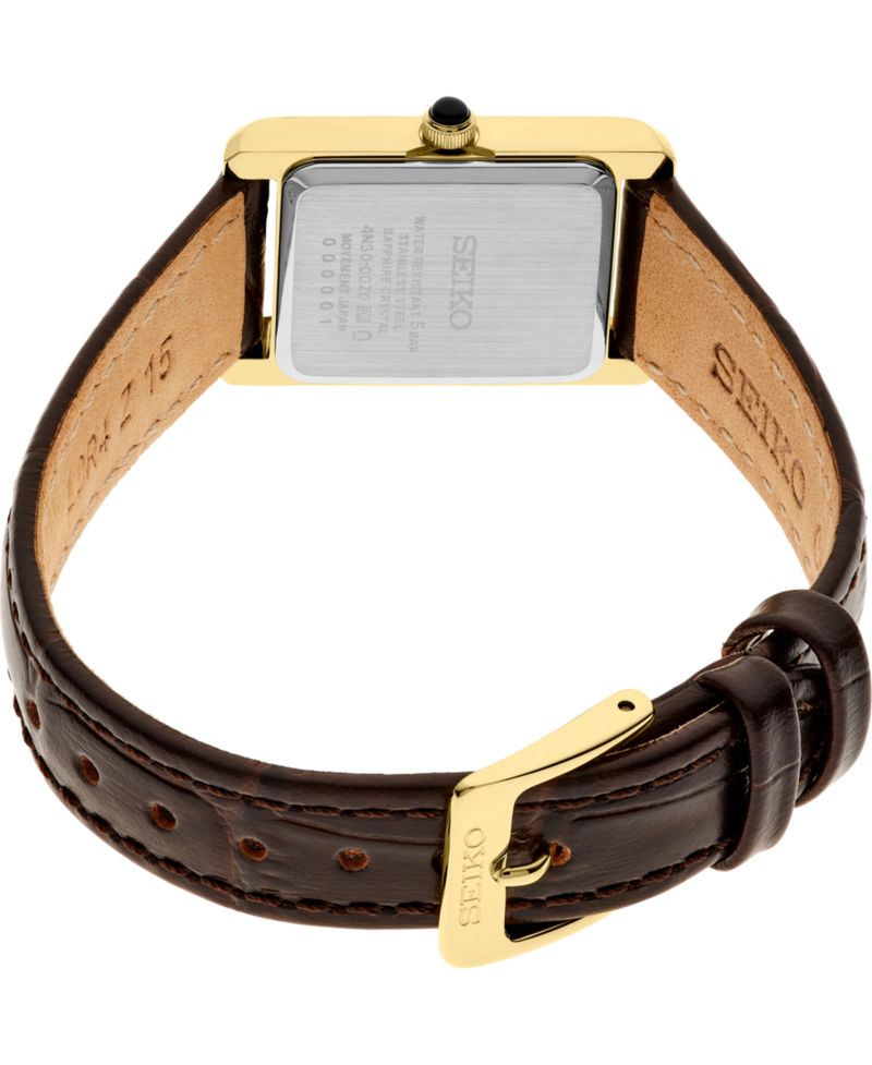 Women's Gold Leather Strap Watch, 19.6mm