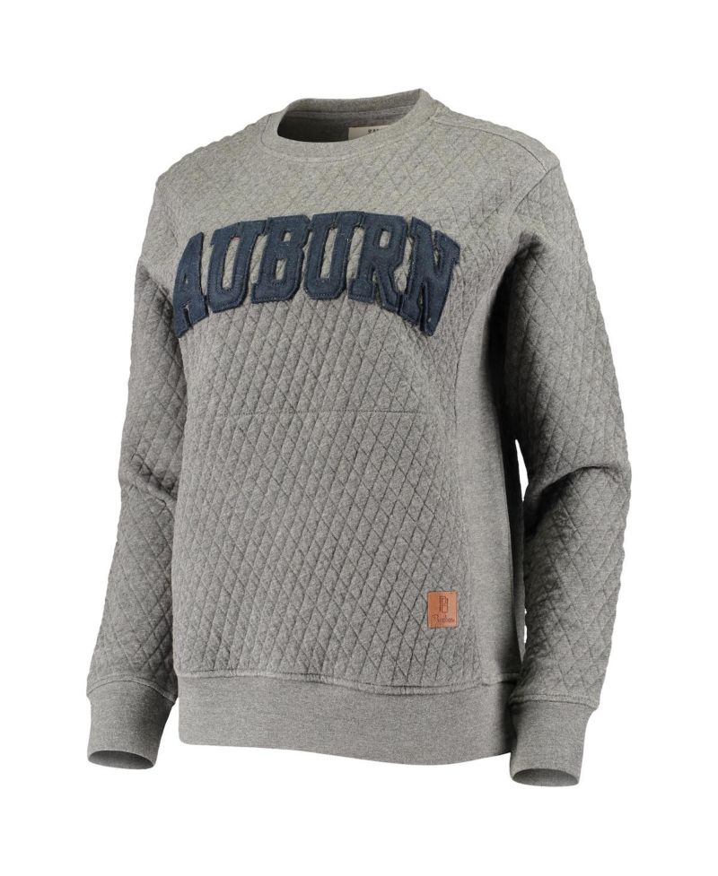 Women's Heathered Gray Auburn Tigers Moose Applique Quilted Pullover Sweatshirt