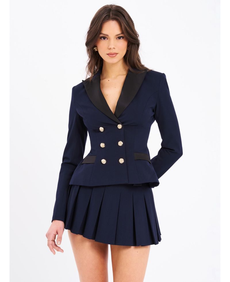 Women's Nasya Navy Blue Pleated Mini Skort