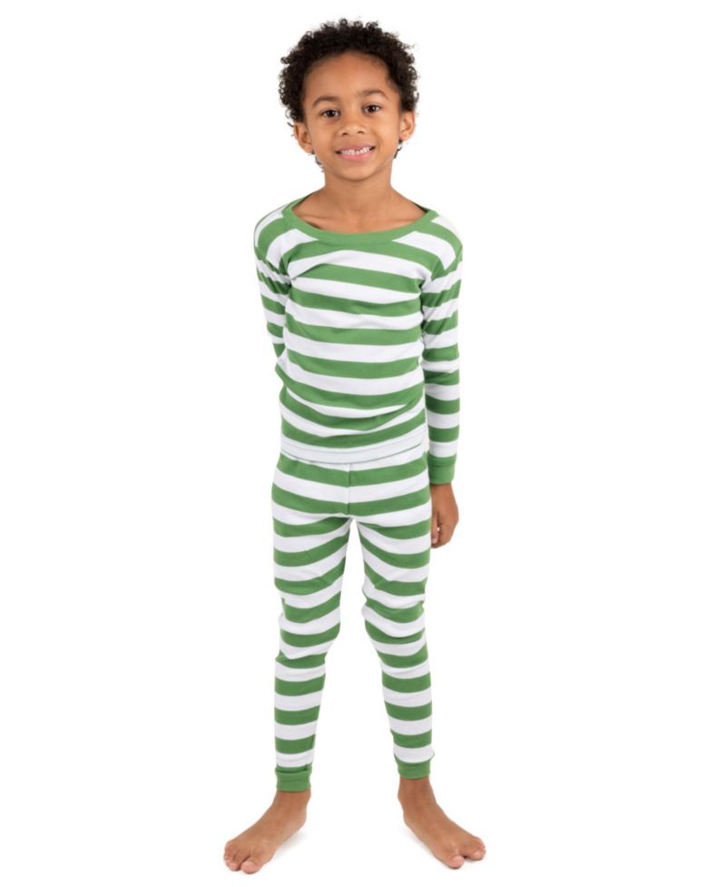 Kids Two Piece Cotton Striped Holiday Pajamas