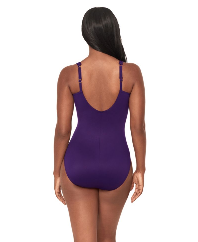 Razzle Dazzle Siren Twist-Front Underwire Allover Slimming One-Piece Swimsuit