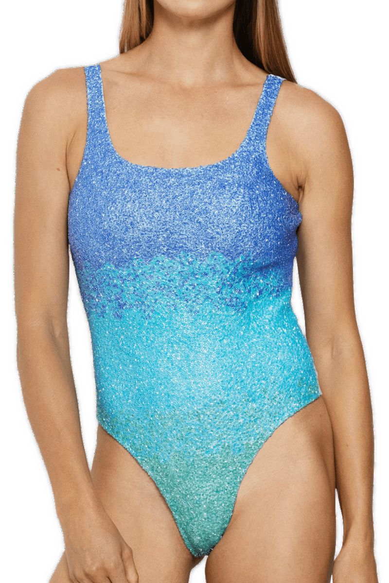 Women's Ombre Hand Beaded Embellished One Piece Swimsuit