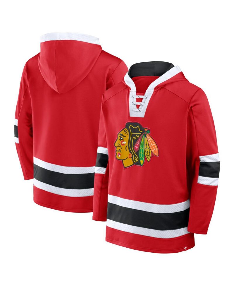 Men's Red Chicago Blackhawks Inside Line Fleece Pullover Hoodie