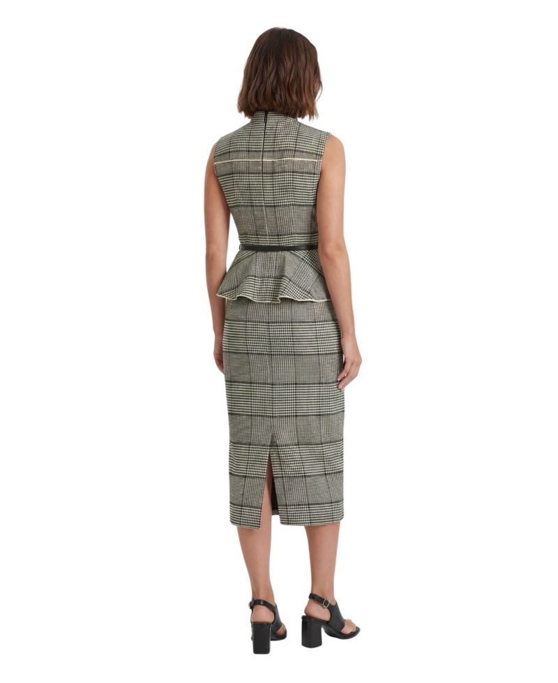 Women's Wedding Guest Check Peplum Midi Dress