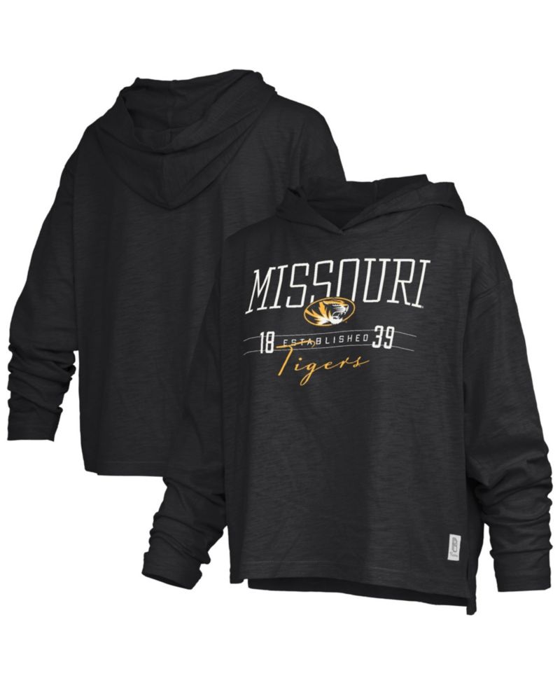 Women's Missouri Tigers Oversized Slub-Fabric Hooded Long-Sleeve T-Shirt