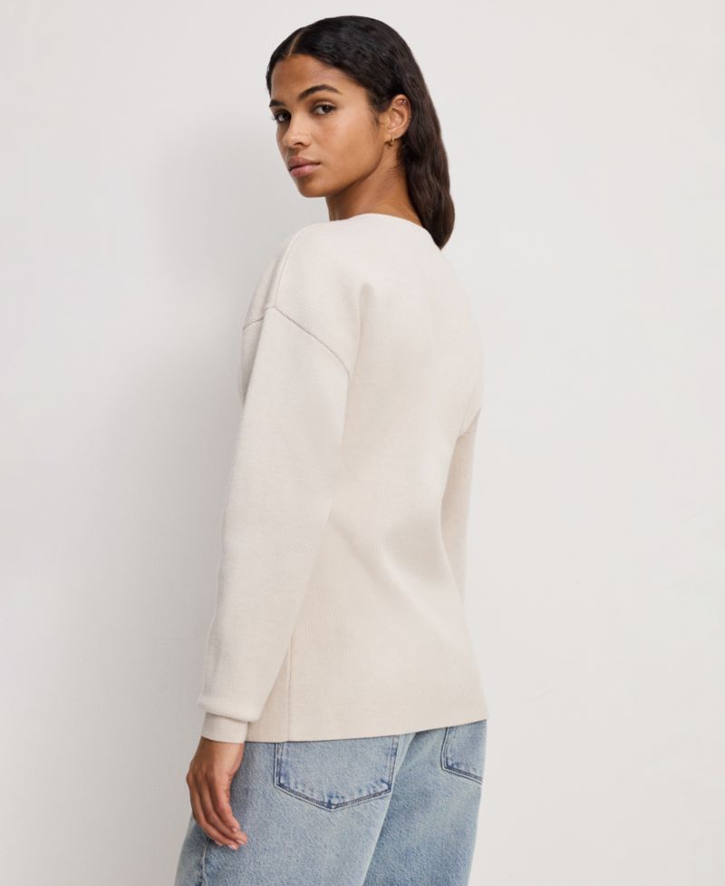 Women's Crewneck Long-Sleeve Cardigan Sweater
