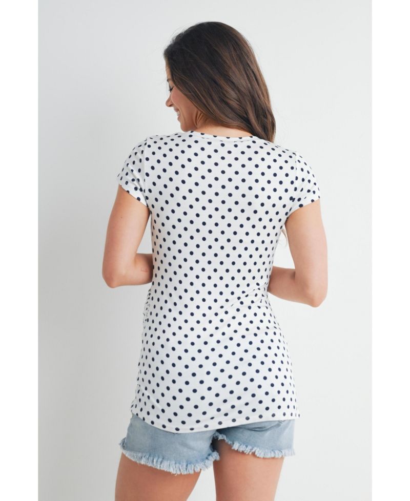 Maternity Short Sleeve Crewneck Polka Dot T-Shirt